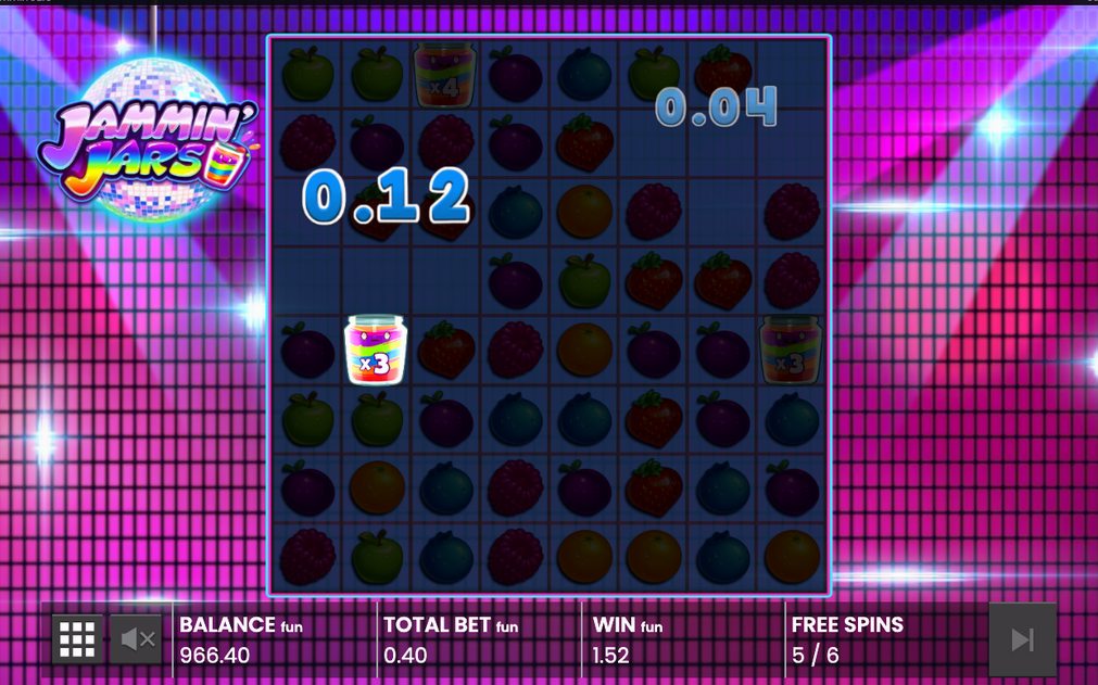 Free Games Feature with Jam Jar symbols on the board