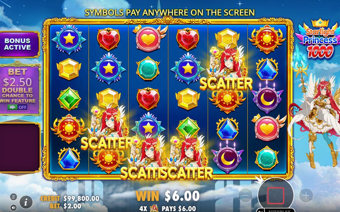 Bonus feature screen with SCATTER symbols